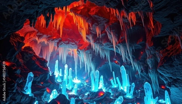 Obraz Glowing crystal cave: Abstract, fantasy, vivid