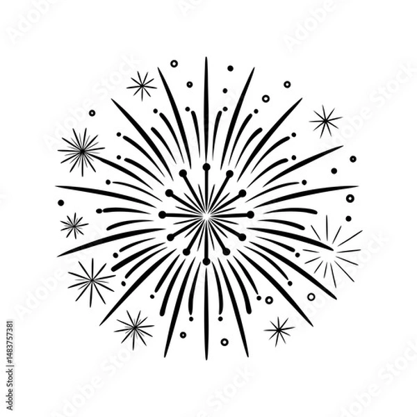 Obraz outline of a fireworks bursts silhouette vector