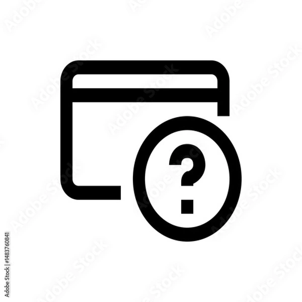 Fototapeta Card with question mark icon depicting unknown card details and financial uncertainty symbol design graphic