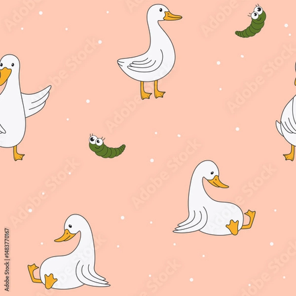 Obraz cute geese pattern