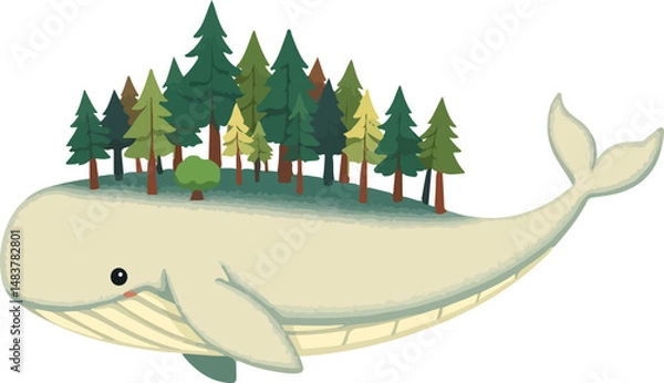 Obraz Whale with a forest on its back.