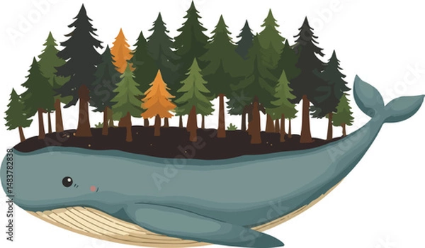Obraz Whale with a forest on its back.