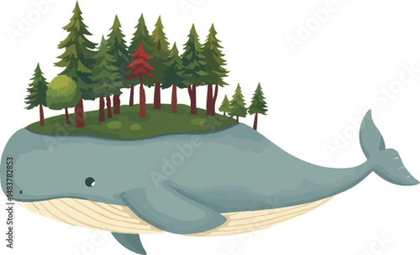 Obraz Whale with a forest on its back.