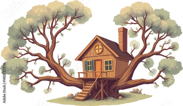 Obraz House on the tree vector illustration.
