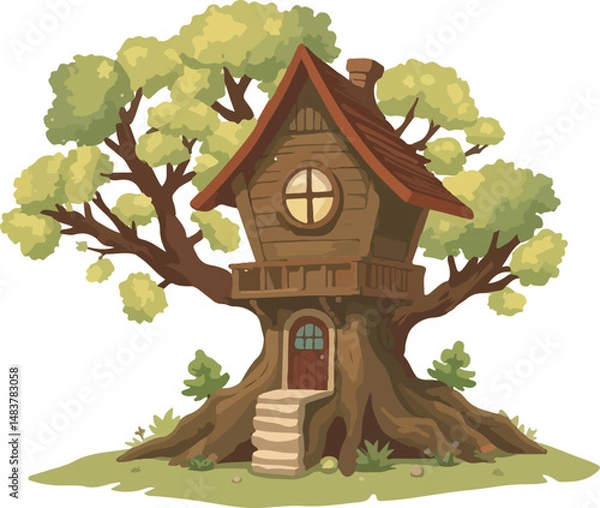 Obraz House on the tree vector illustration.