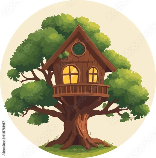 Obraz House on the tree vector illustration.