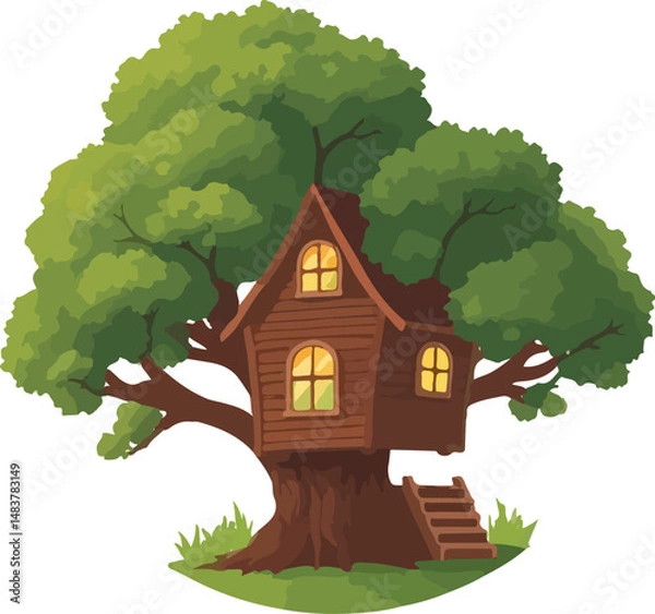 Obraz House on the tree vector illustration.