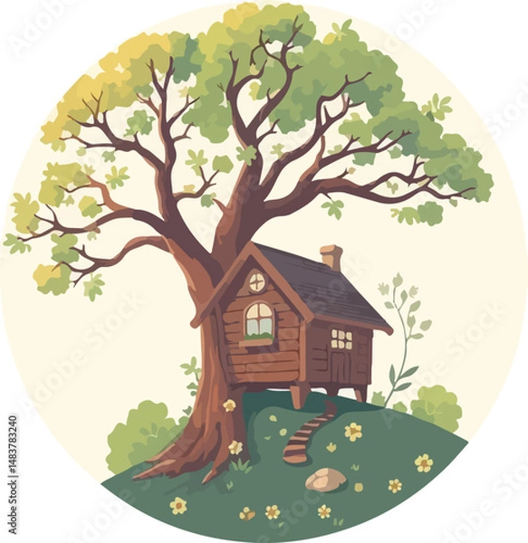 Obraz House on the tree vector illustration.