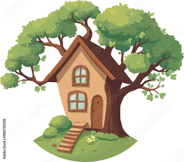 Obraz House on the tree vector illustration.