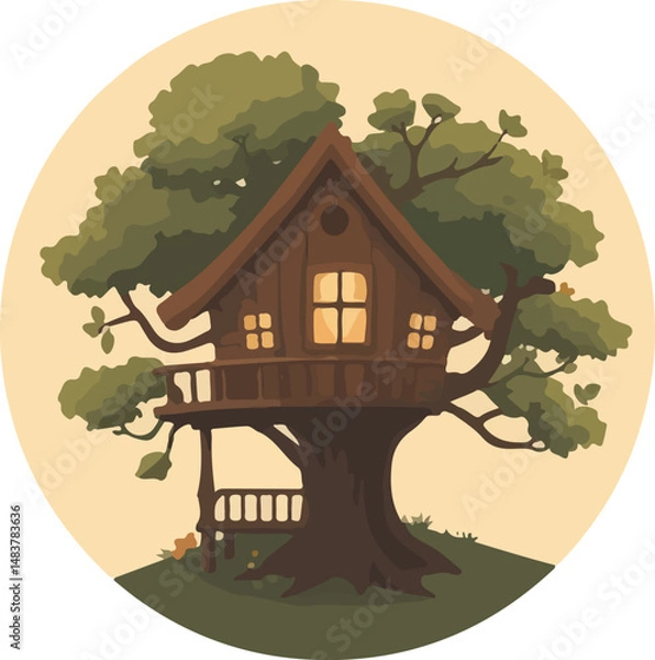 Obraz House on the tree vector illustration.