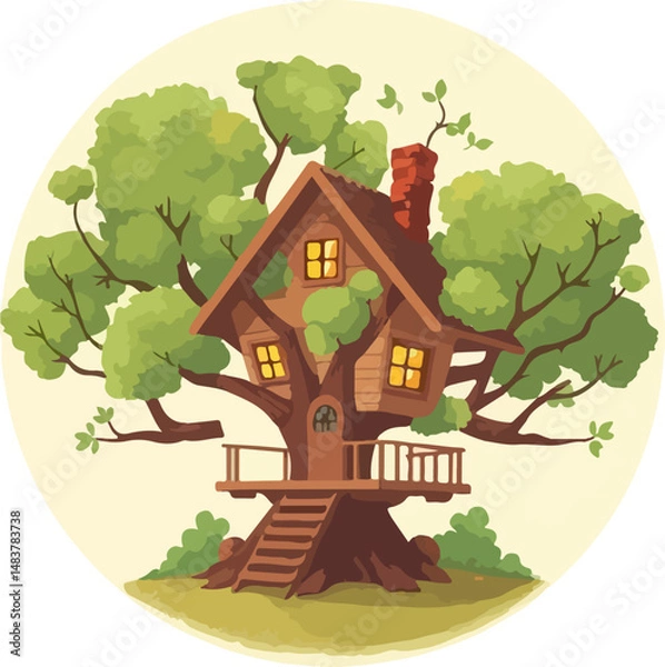 Obraz House on the tree vector illustration.