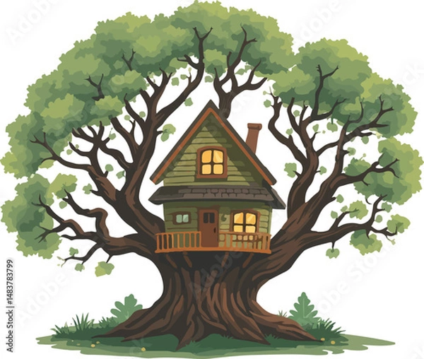 Obraz House on the tree vector illustration.