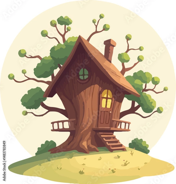 Obraz House on the tree vector illustration.