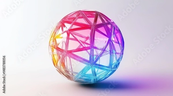 Obraz Colorful, geometric sphere with translucent, intricate structure.