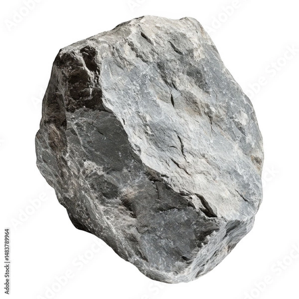 Fototapeta A large gray boulder stone object on transparent background