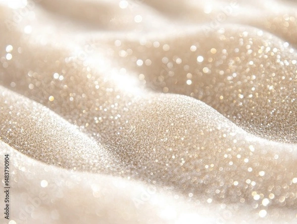 Fototapeta Delicate, shimmering fabric with subtle waves and sparkling details