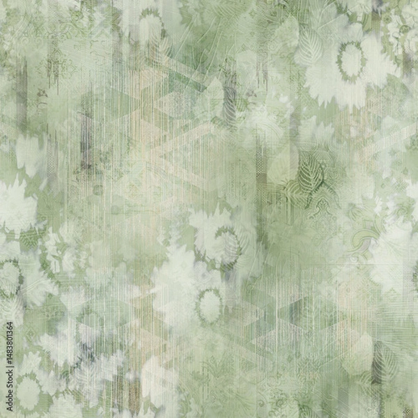 Obraz "Seamless allover pattern of watercolor roses and leaves in soft pastel shades, perfect for fabric and wallpaper design."