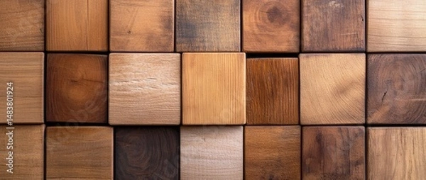 Obraz Wooden cubes background texture natural wood block pattern wall design