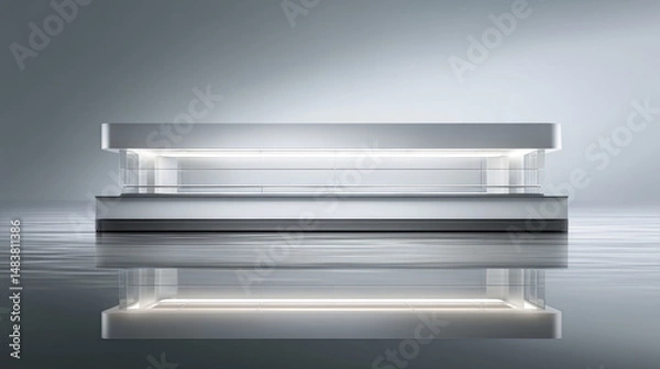 Fototapeta Modern glass display case showcasing elegance in a minimalist design.