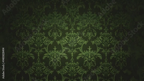 Obraz Elegant Dark Green Damask Pattern Wallpaper Background