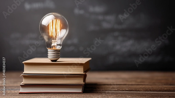 Obraz light bulb on book