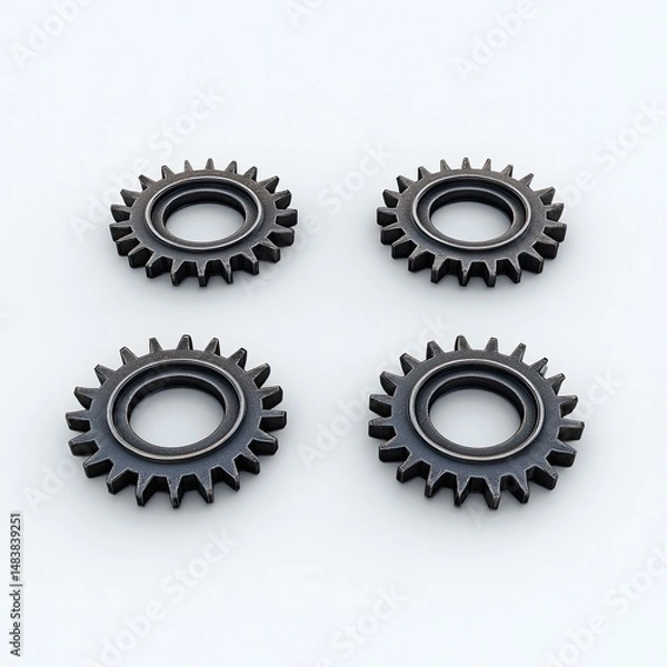 Obraz Four metal gears arranged in a grid pattern