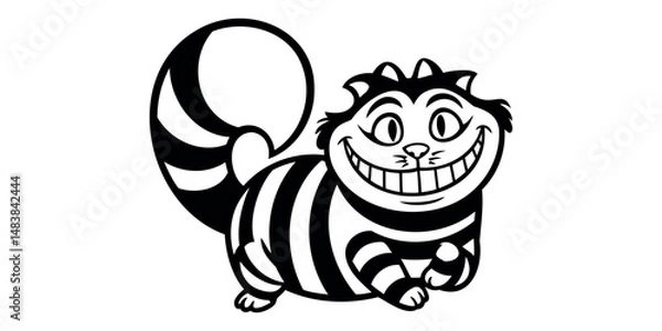 Obraz Cartoon cat with a grin on a transparent background
