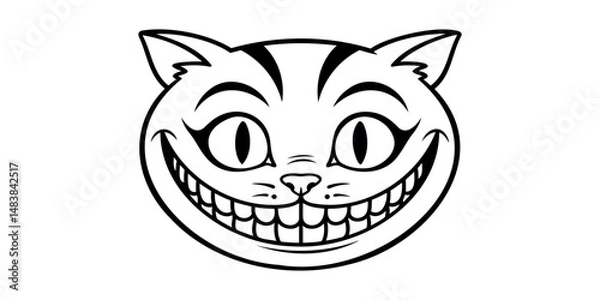 Fototapeta Cartoon cat with a grin on a transparent background
