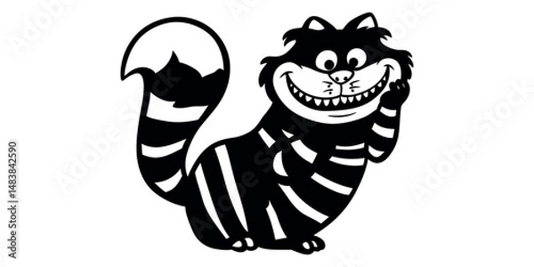 Fototapeta Cartoon cat with a grin on a transparent background
