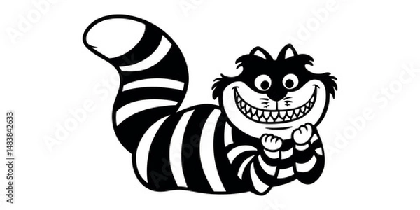 Fototapeta Cartoon cat with a grin on a transparent background
