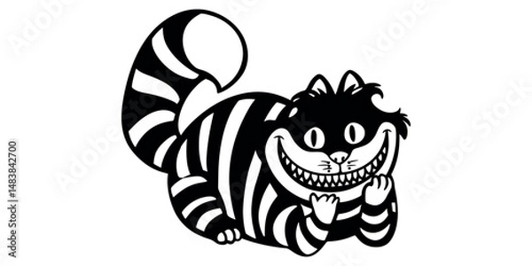 Fototapeta Cartoon cat with a grin on a transparent background
