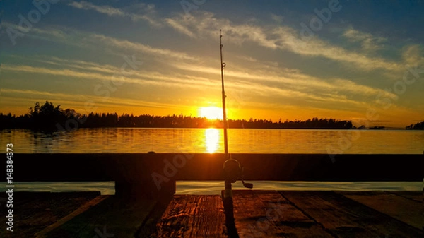 Obraz evening sunset fishing rod