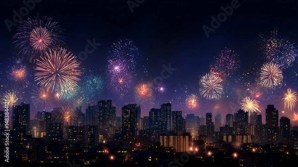 Obraz fireworks over the city