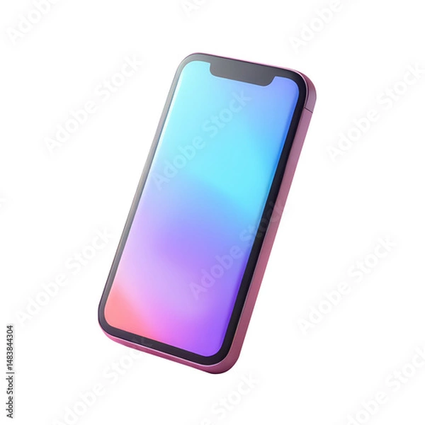 Fototapeta Smartphone 3D Icon – Glossy Minimal Emoji Style, Isolated PNG object
