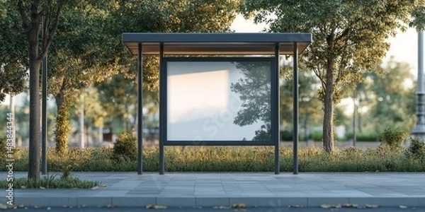 Fototapeta Outdoor advertising mockup for advertising in the bus shelter