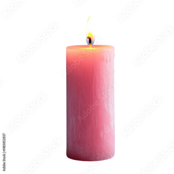Fototapeta close up of lit pink candle creating warm ambiance
