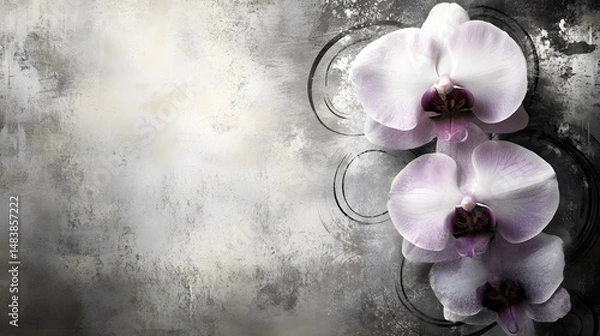 Obraz Elegant Lavender Orchids on Grunge Background Floral Art