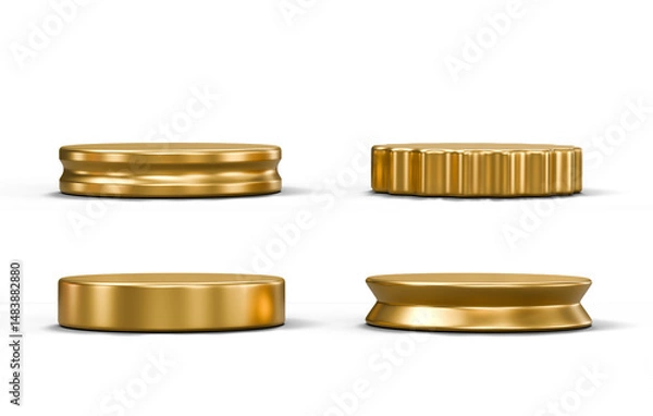 Fototapeta Gold podium set pack isolated background 3d rendering	

