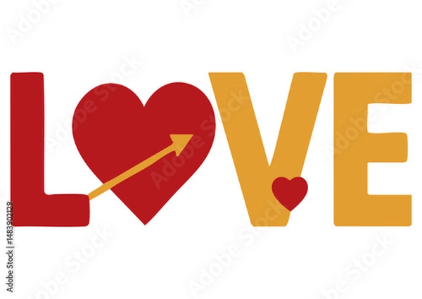 Fototapeta LOVE negative space logo design. creative typography monogram vector