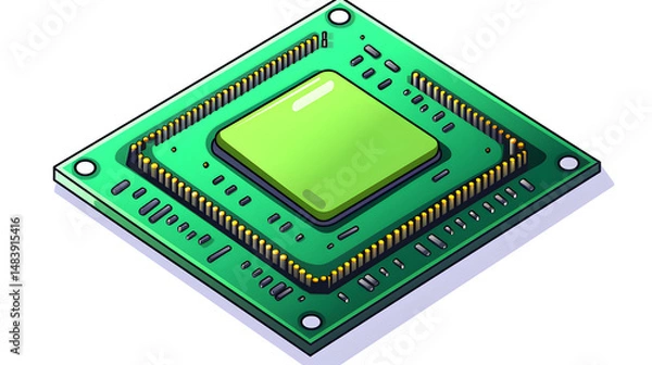 Fototapeta Professional Green Microchip Computer Accessory Image for Technology Websites