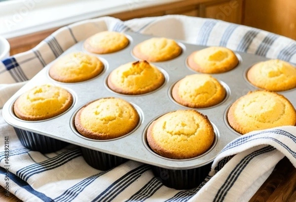 Obraz A bunch of muffins sitting on a cooling rack.