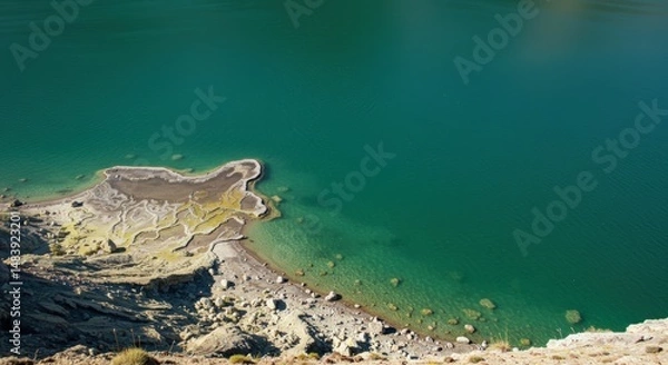 Obraz Lake View with Turquoise Water and Rocky Shoreline