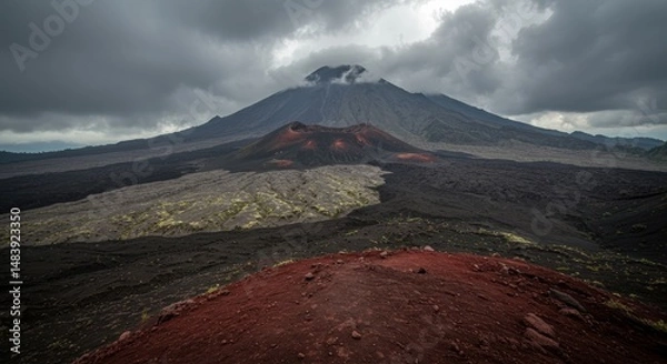Obraz Volcano Mount Peak Cloudy Sky