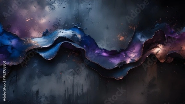 Fototapeta Abstract Cosmic Wave with Metallic Texture and Deep Colors
