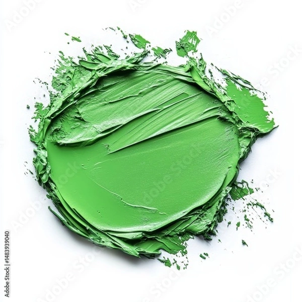Obraz Spot of green oil paint on white background