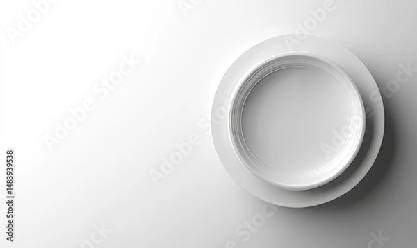 Obraz An undecorated white bowl seen from a top perspective, separated from its surroundings on a white background