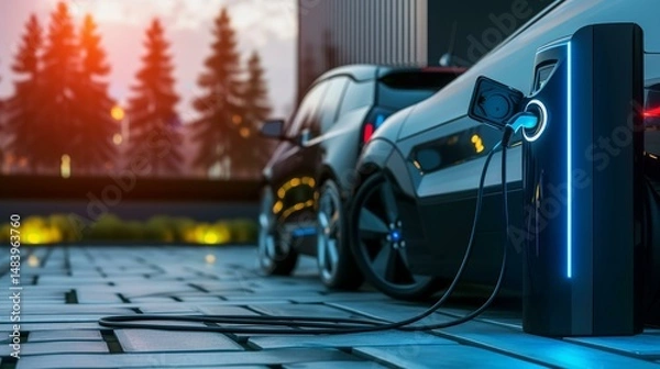 Obraz Explore the bright future of ecofriendly transport with innovative EV charging stations and renewable energy solutions.