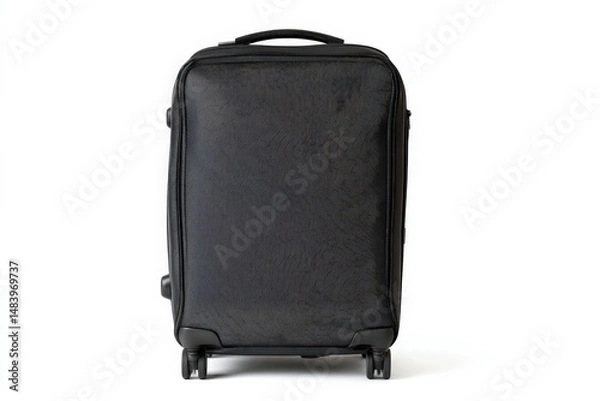 Fototapeta Sleek black carry-on suitcase, perfect for short trips. Durable and stylish design.