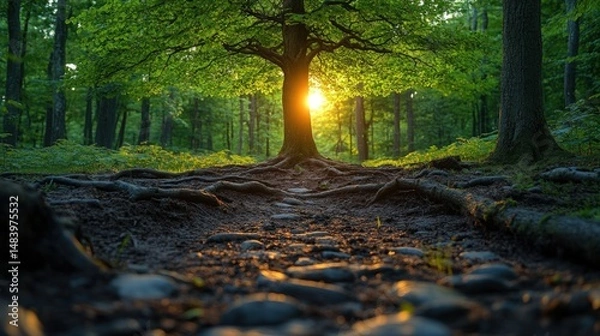 Obraz Sunlit Forest Path