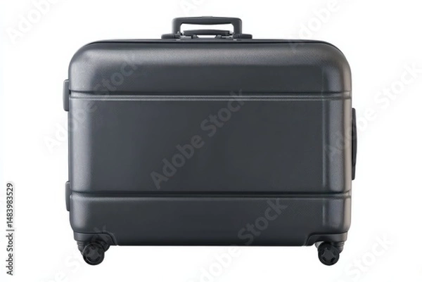 Obraz Sleek dark gray carry-on suitcase, ready for travel. Perfect for a weekend getaway or business trip.